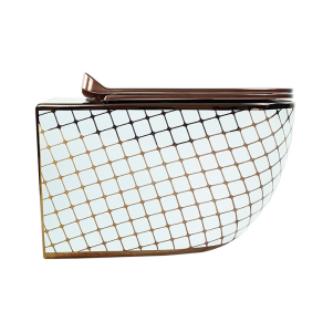 KANALSIZ ASMA KLOZET - GEOMETRİK BRONZ BEYAZ 53 CM