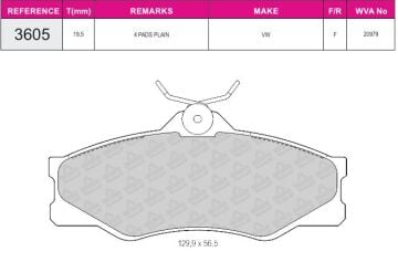 Disk Fren Balatası - Wva No: 20979 - Mıtsubıshı – Volkswagen - Ön | Beşer No: 3605