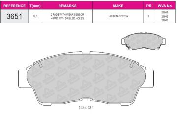 Disk Fren Balatası - Wva No: 21603/21602 - Toyota - Ön | Beşer No: 3651
