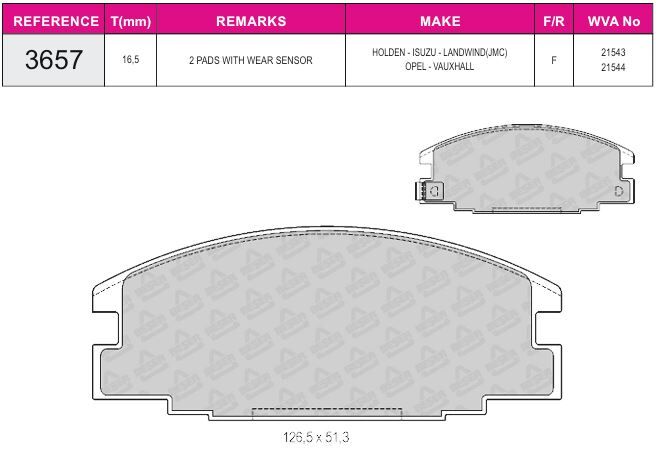 Disk Fren Balatası - Wva No: 21467/21543 - Isuzu – Opel - Ön | Beşer No: 3657