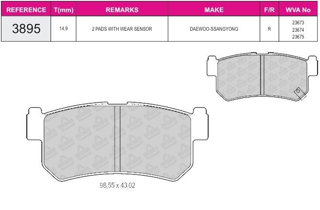 Disk Fren Balatası - Wva No: 23673/23674 - Ssangyong - Arka | Beşer No: 3895