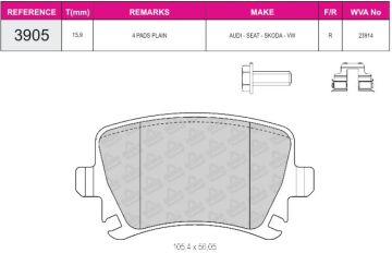 Disk Fren Balatası - Wva No: 23914 - Audı – Seat – Skoda - Arka | Beşer No: 3905