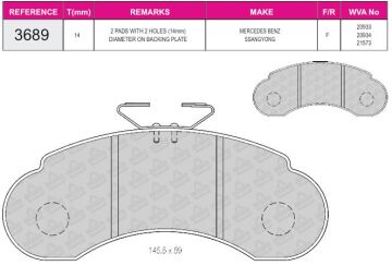 Disk Fren Balatası - Wva No: 20933/20934 - Mercedes - Ön | Beşer No: 3689