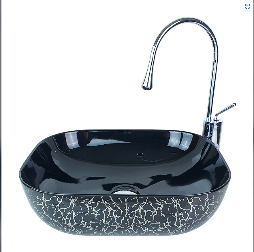 ÇANAK LAVABO - MARBLE PARLAK SİYAH ALTIN BEYAZ