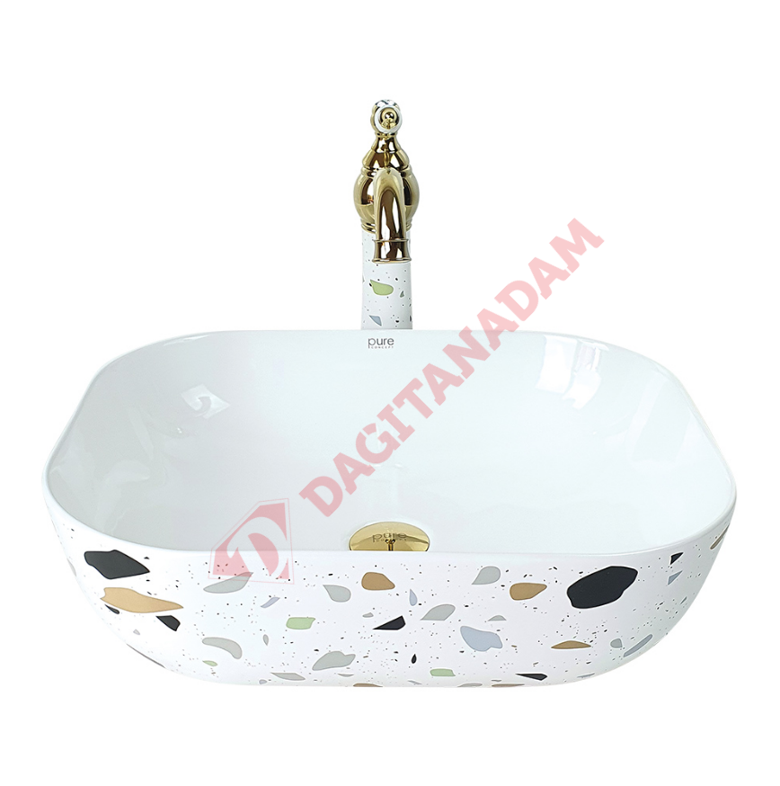 TEZGAH ÜSTÜ ÇANAK LAVABO - TERRAZZO BEYAZ