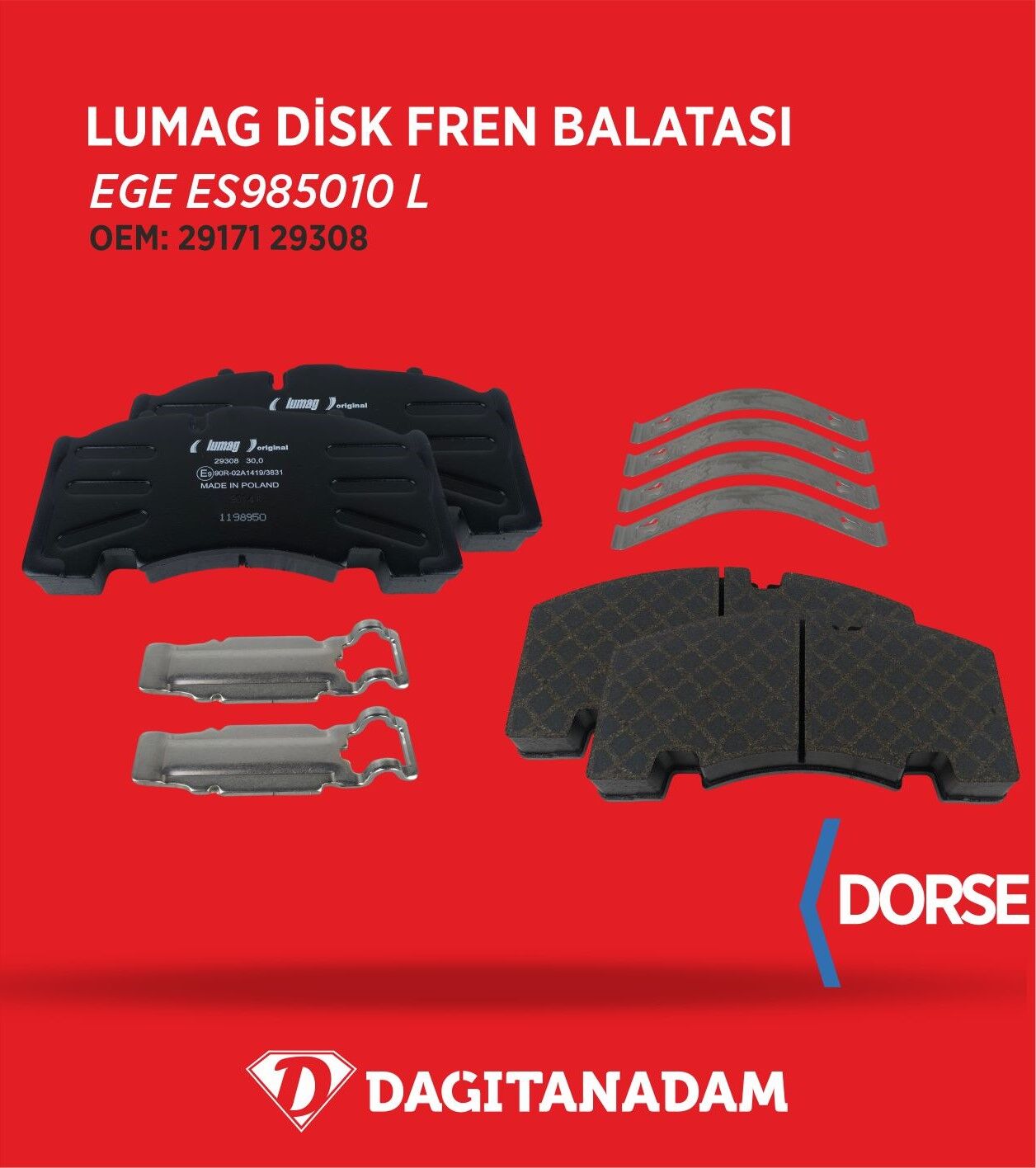 Disk Fren Balatası - Saf - Bpw Dorse / 29171-29308