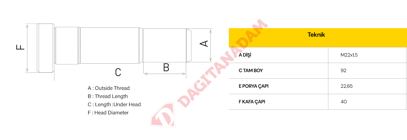 Bijon - 92 Mm Mercedes Axor Arka Frezeli Y.M Elips Kafa