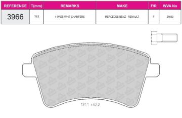 Disk Fren Balatası - Wva No: 24693 - Renault - Ön | Beşer No: 3966