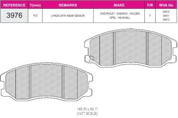 Disk Fren Balatası - Wva No: 24510/24511 - Chevrolet – Opel - Ön | Beşer No: 3976