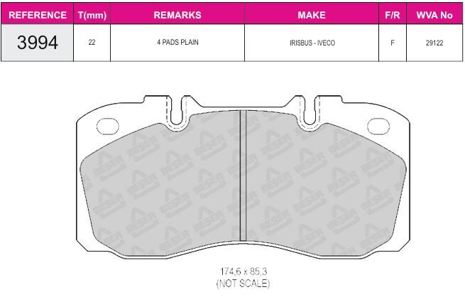 Disk Fren Balatası - Wva No: 29122 - Iveco – Magırus - Ön | Beşer No: 3994