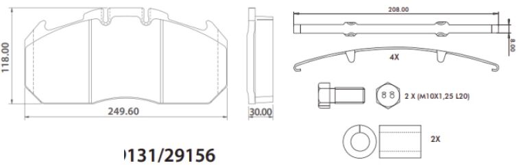 Disk Fren Balatası - Wva No: 29131/29156 - Daf – Man – Iveco - Ön/Arka | Oem No: 5001855646 - 15227419T - İntroway