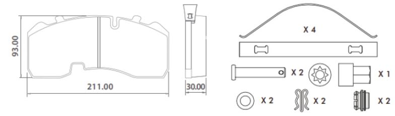 Disk Fren Balatası - Wva No: 29093/29094 - Daf – Mercedes – Bpw - Ön/Arka | Oem No: 2930630014 - 2996468 - İntroway