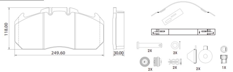 Disk Fren Balatası - WVA No: 29244/29351 - Mercedes - Actros/Antos/Arocs - Oem No: 14231210 - 64201520