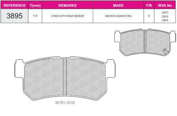 Disk Fren Balatası - Wva No: 23673/23674 - Ssangyong - Arka | Beşer No: 3895