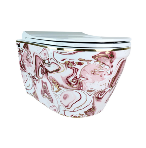 KANALSIZ ASMA KLOZET - EBRU PEMBE ALTIN 52 CM