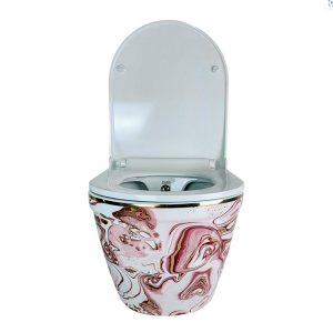 KANALSIZ ASMA KLOZET - EBRU PEMBE ALTIN 52 CM