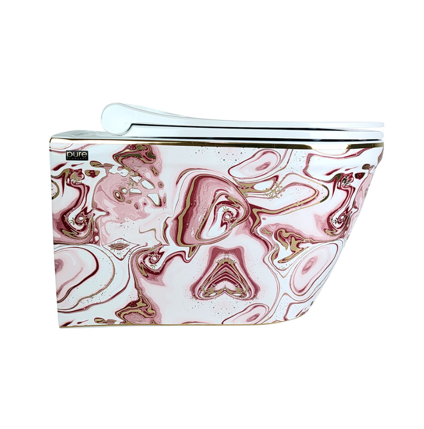 KANALSIZ ASMA KLOZET - EBRU PEMBE ALTIN 52 CM