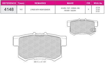 Disk Fren Balatası - Wva No: 21719/23652 - Honda - Arka | Beşer No: 4148