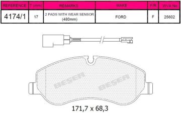 Disk Fren Balatası - Ford - Arka | Beşer No: 4174/1