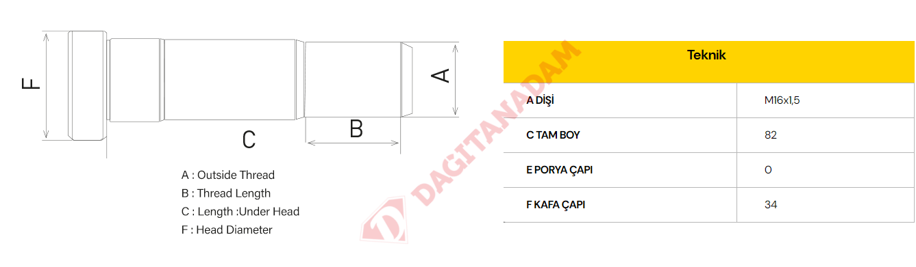 Bijon - M16X1,5 Sağ Arka Isuzu Low