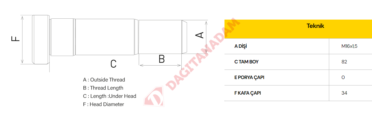 Bijon - M16X1,5 Sol Arka Isuzu Low