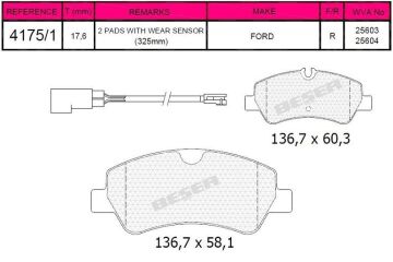 Disk Fren Balatası - Ford - Arka | Beşer No: 4175/1