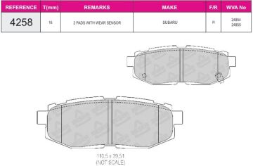Disk Fren Balatası - Wva No: 24463/24854 - Subaru - Arka | Beşer No: 4258