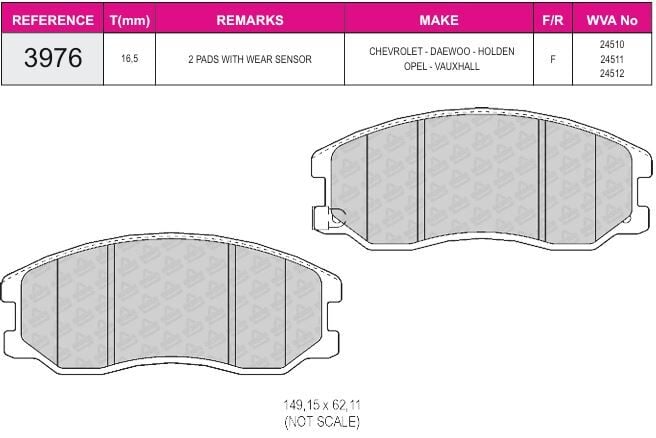 Disk Fren Balatası - Wva No: 24510/24511 - Chevrolet – Opel - Ön | Beşer No: 3976