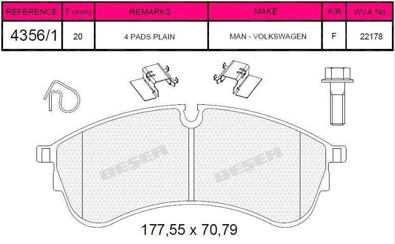 Disk Fren Balatası - Man – Volkswagen - Ön | Beşer No: 4356/1