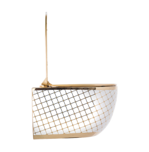 KANALSIZ ASMA KLOZET - GEOMETRİK BEYAZ ALTIN 53 CM