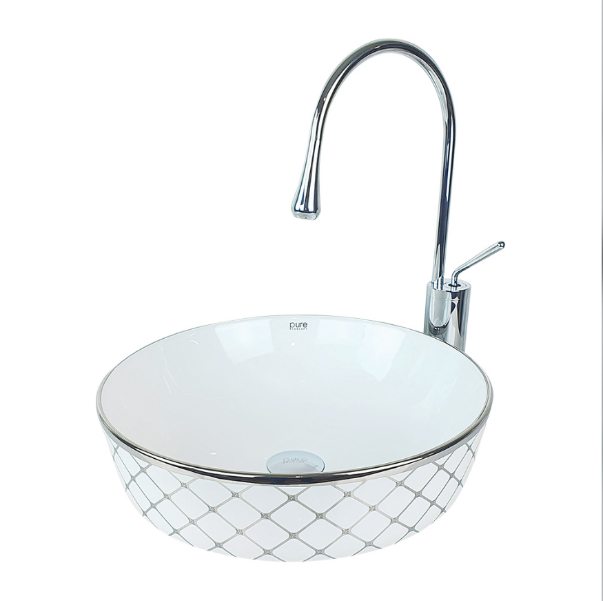 ÇANAK LAVABO - GEOMETRİK PLATİN BEYAZ