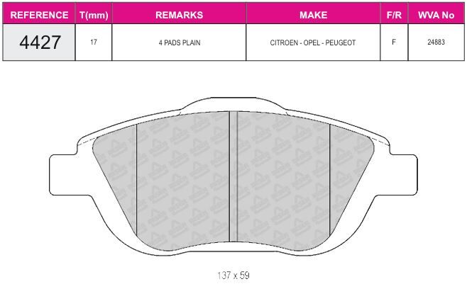 Disk Fren Balatası - Wva No: 22956/25438 - Opel - Ön | Beşer No: 4427