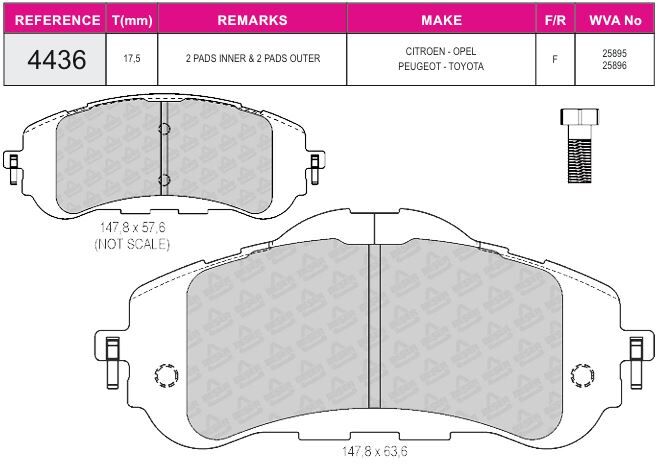 Disk Fren Balatası - Wva No: 25895/25896 - Opel – Peugeot - Ön | Beşer No: 4436