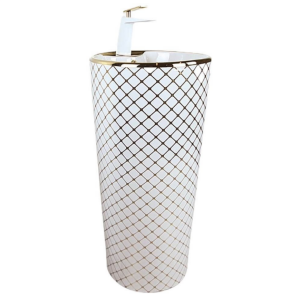 MONOBLOK LAVABO - GEOMETRİK BEYAZ ALTIN