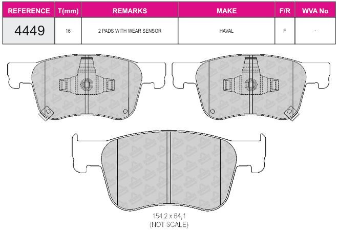 Disk Fren Balatası - Oem No: 3501110XKU00A - Haval - Ön | Beşer No: 4449