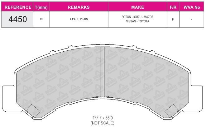 Disk Fren Balatası - Oem No: 446637050 - Foton – Toyota – Mazda - Ön | Beşer No: 4450