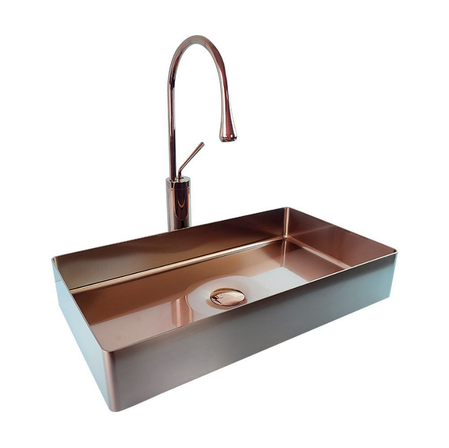 ÇANAK LAVABO - PASLANMAZ ÇELİK ROSE GOLD BEYAZ