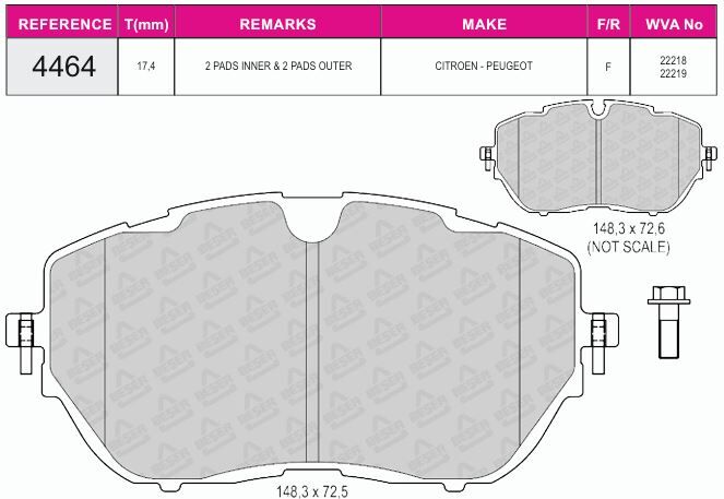 Disk Fren Balatası - Wva No: 22218/22219 - Cıtroën – Opel – Peugeot - Ön | Beşer No: 4464
