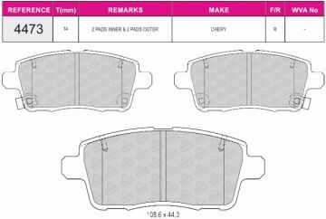 Disk Fren Balatası - Oem No: T1C3502080 - Chery - Arka | Beşer No: 4473